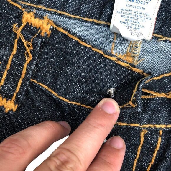 VINTAGE True Religion Jeans Size 36 Yellow Horshoe - Picture 13 of 15